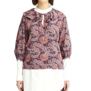 JW Anderson x Uniqlo paisley print ruffle neck blouse size M excellent condition